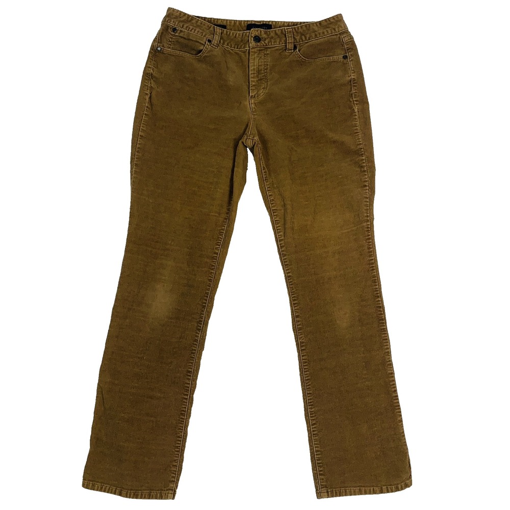 Talbots Curvy Corduroy Pants Womens 12 Camel Mid Rise Straight Leg Stretch
